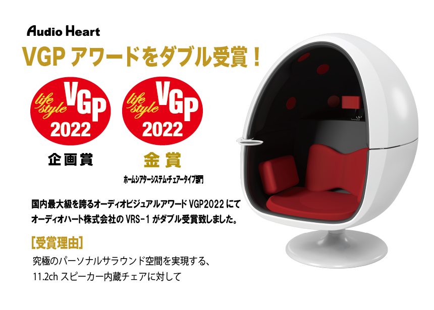 国内最大級を誇るオーディオビジュアルアワード Vgp2022 にてw受賞しました Audio Heart Co Ltd